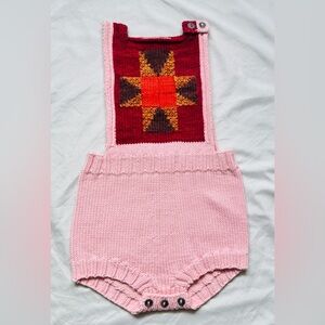 Misha And Puff Pink Knit Diaper Cover with Star Pattern